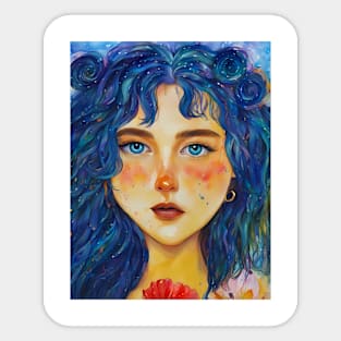 Mesmerizing Blue-Haired Mermaid Artwork Sticker